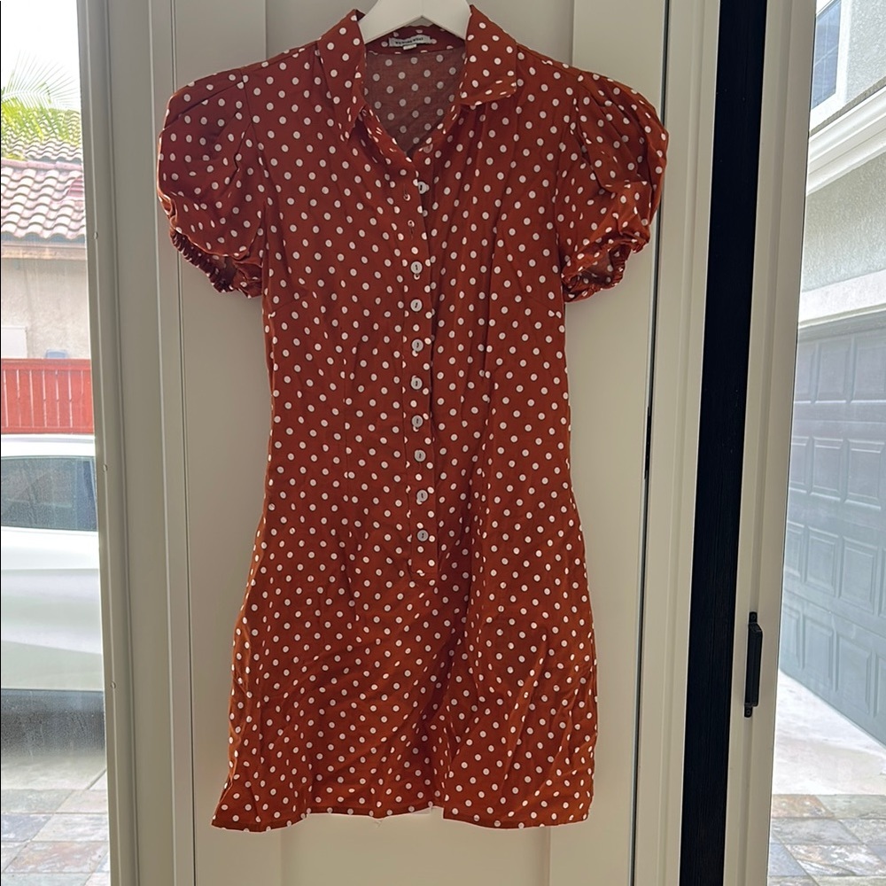Polka Dot Puff Sleeve Dress